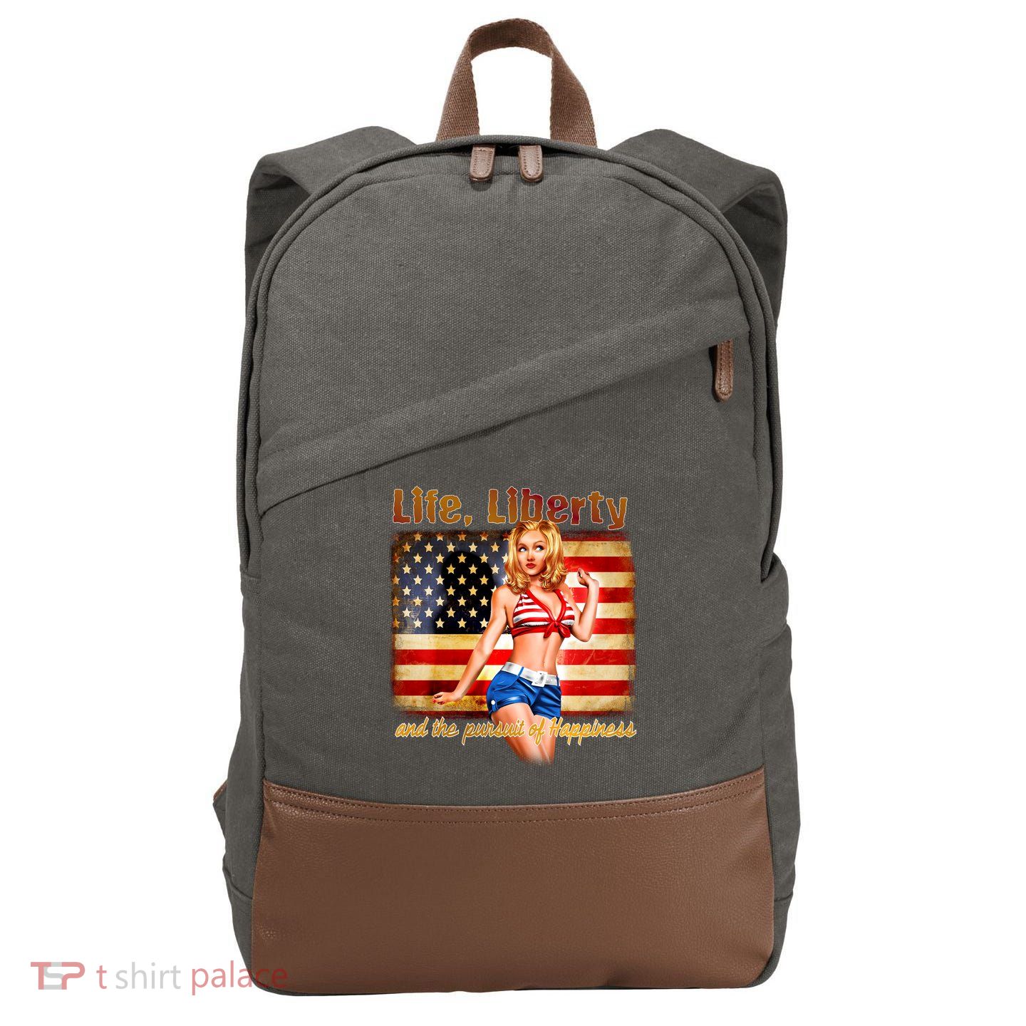 American Pinup Girl - Life Liberty And The Pursuit Of Happiness Cotton Canvas Backpack