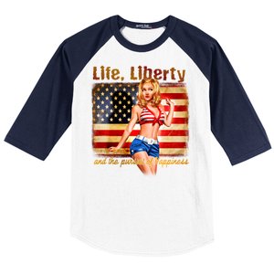 American Pinup Girl - Life Liberty And The Pursuit Of Happiness Baseball Sleeve Shirt