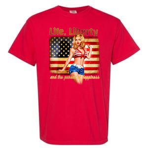 American Pinup Girl - Life Liberty And The Pursuit Of Happiness Garment-Dyed Heavyweight T-Shirt