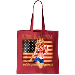 American Pinup Girl - Life Liberty And The Pursuit Of Happiness Tote Bag