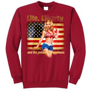 American Pinup Girl - Life Liberty And The Pursuit Of Happiness Tall Sweatshirt