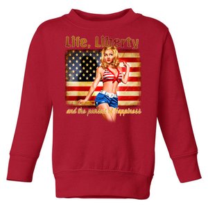 American Pinup Girl - Life Liberty And The Pursuit Of Happiness Toddler Sweatshirt