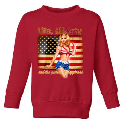 American Pinup Girl - Life Liberty And The Pursuit Of Happiness Toddler Sweatshirt