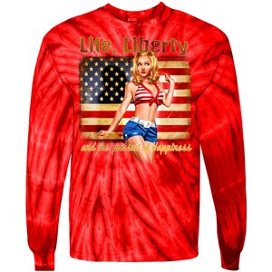 American Pinup Girl - Life Liberty And The Pursuit Of Happiness Tie-Dye Long Sleeve Shirt