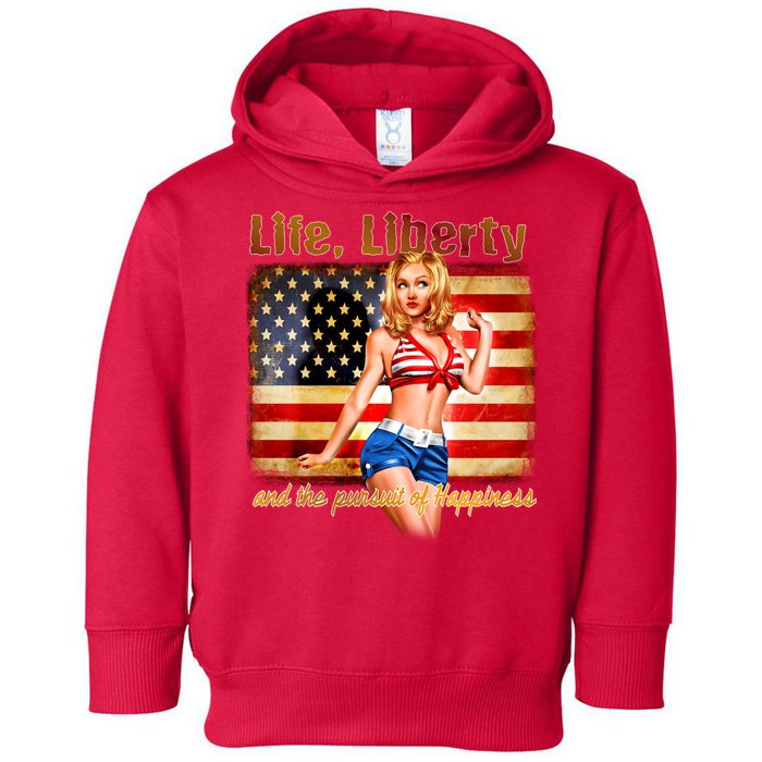 American Pinup Girl - Life Liberty And The Pursuit Of Happiness Toddler Hoodie