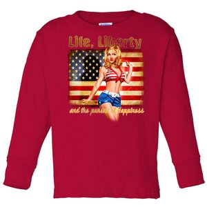 American Pinup Girl - Life Liberty And The Pursuit Of Happiness Toddler Long Sleeve Shirt