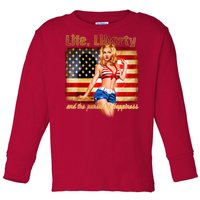 American Pinup Girl - Life Liberty And The Pursuit Of Happiness Toddler Long Sleeve Shirt