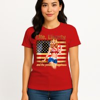 American Pinup Girl - Life Liberty And The Pursuit Of Happiness Womens T-Shirt