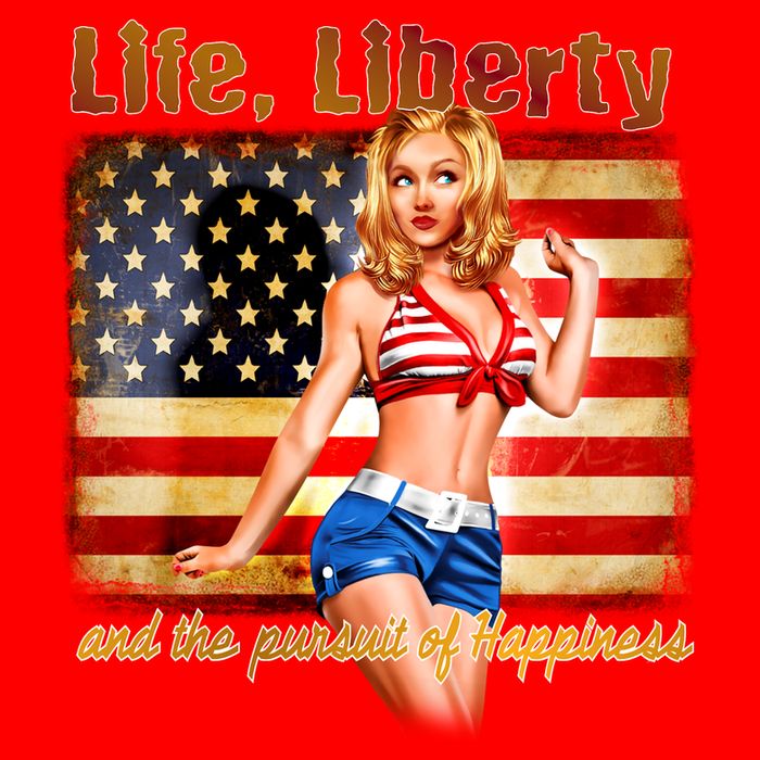 American Pinup Girl - Life Liberty And The Pursuit Of Happiness Womens T-Shirt