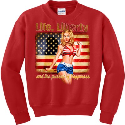 American Pinup Girl - Life Liberty And The Pursuit Of Happiness Kids Sweatshirt