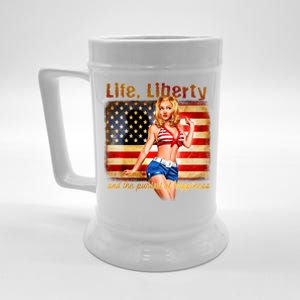 American Pinup Girl - Life Liberty And The Pursuit Of Happiness Beer Stein