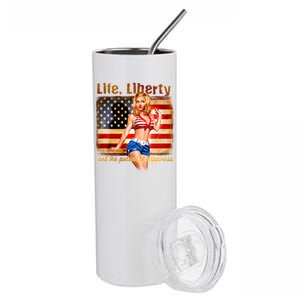 American Pinup Girl - Life Liberty And The Pursuit Of Happiness Stainless Steel Tumbler