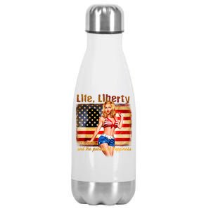 American Pinup Girl - Life Liberty And The Pursuit Of Happiness Stainless Steel Insulated Water Bottle