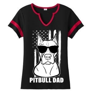 American Pitbull Dad Ladies Halftime Notch Neck Tee