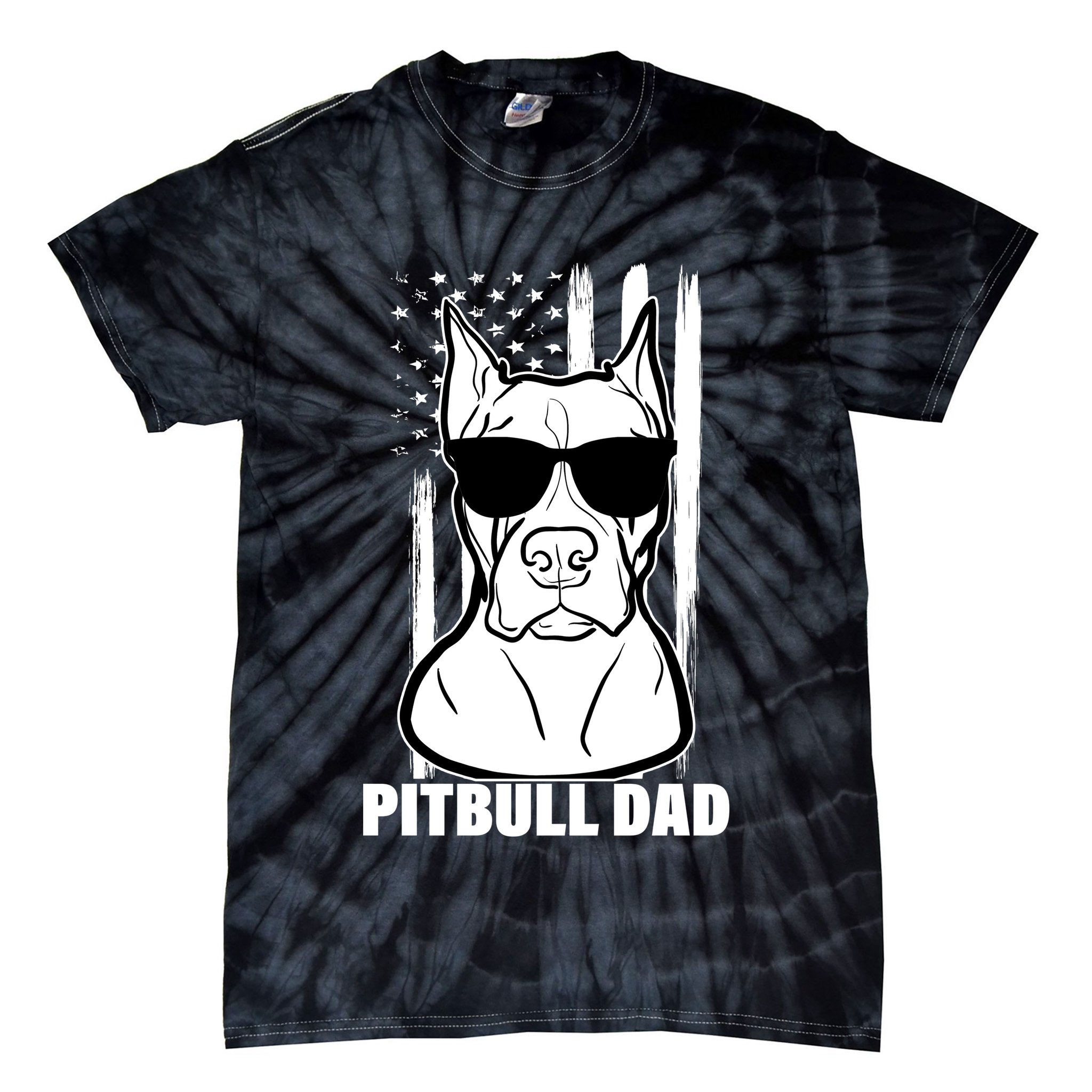 American Pitbull Dad Tie-Dye T-Shirt