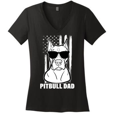 American Pitbull Dad Women's V-Neck T-Shirt
