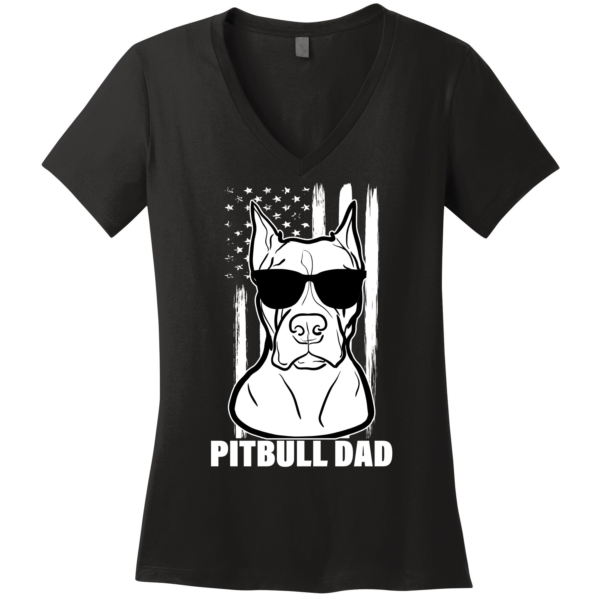 American Pitbull Dad Women's V-Neck T-Shirt