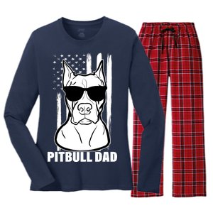 American Pitbull Dad Women's Long Sleeve Flannel Pajama Set 