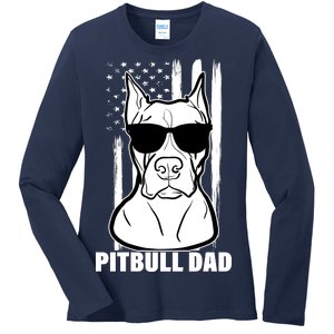 American Pitbull Dad Ladies Long Sleeve Shirt