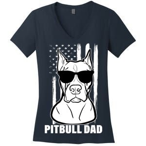 American Pitbull Dad Women's V-Neck T-Shirt