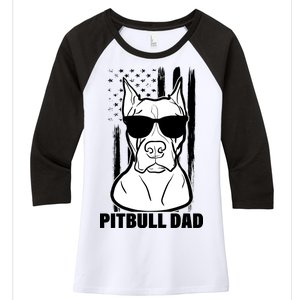 American Pitbull Dad Women's Tri-Blend 3/4-Sleeve Raglan Shirt