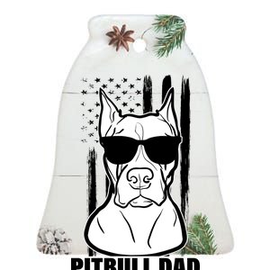 American Pitbull Dad Ceramic Bell Ornament