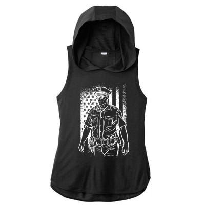 American Police Officer Ladies PosiCharge Tri-Blend Wicking Draft Hoodie Tank