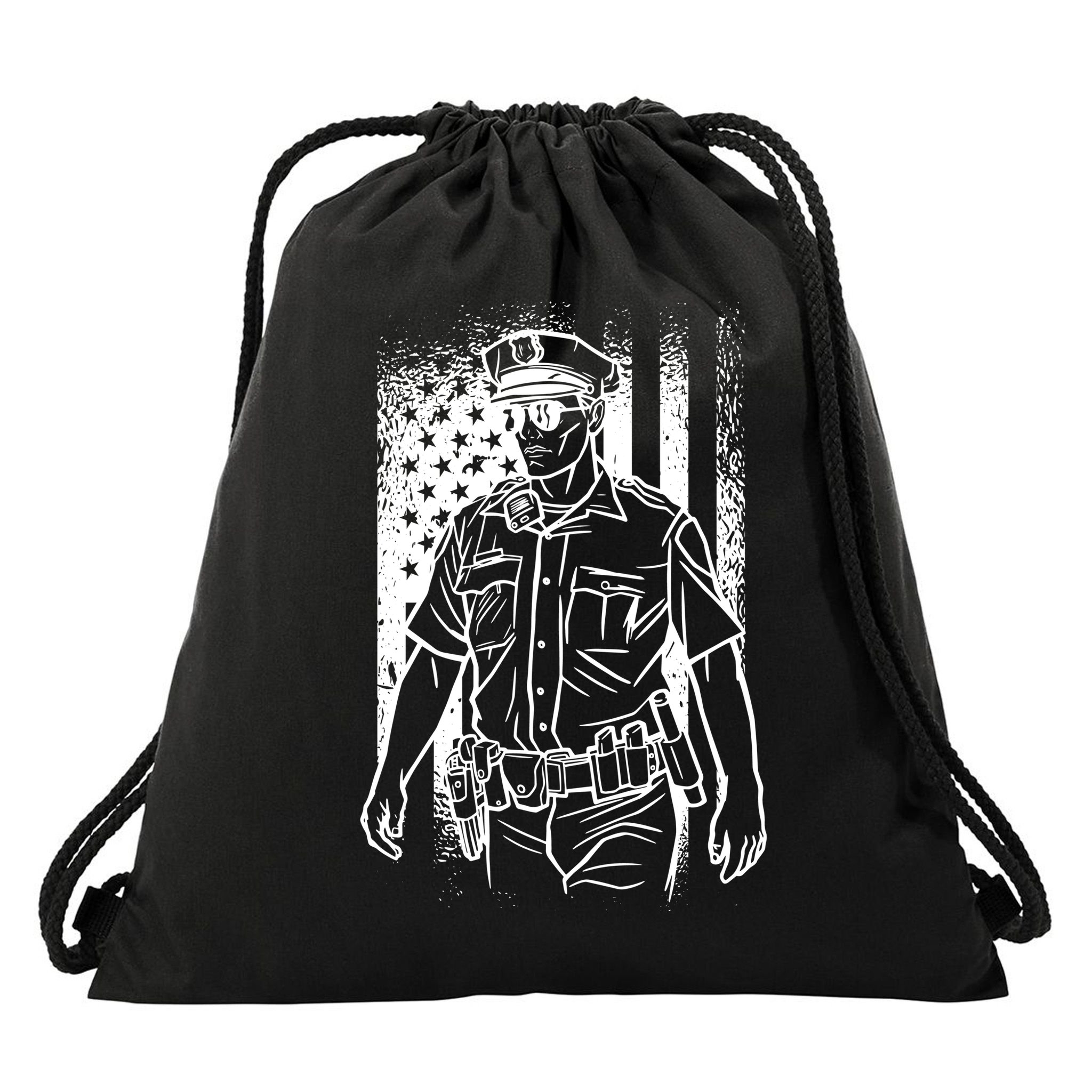 American Police Officer Drawstring Bag