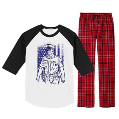 American Police Officer Raglan Sleeve Pajama Set