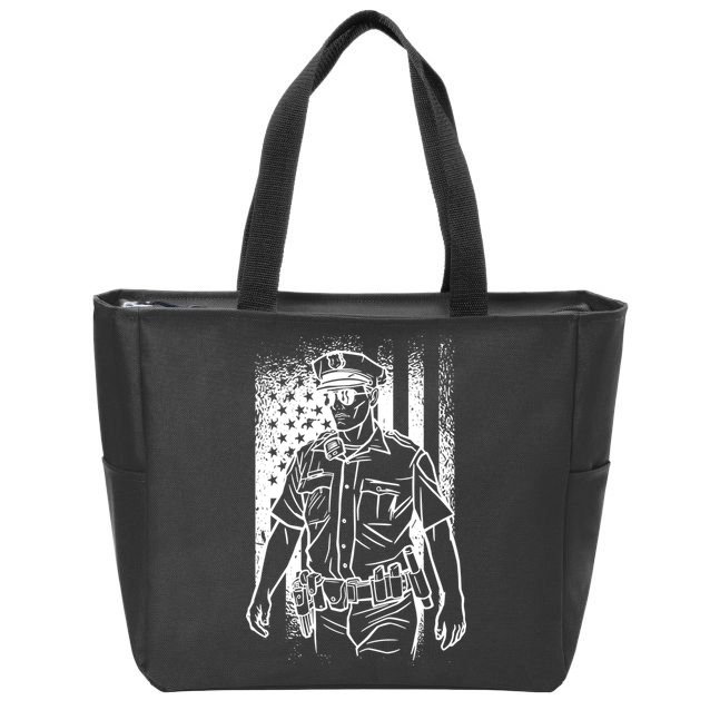 American Police Officer Zip Tote Bag