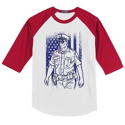 American Police Officer Kids Colorblock Raglan Jersey