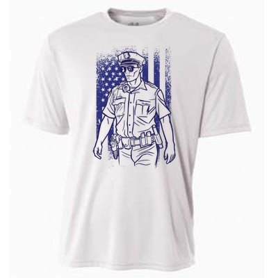 American Police Officer Cooling Performance Crew T-Shirt