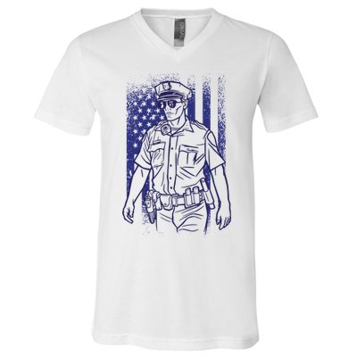 American Police Officer V-Neck T-Shirt