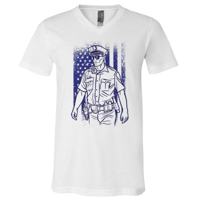 American Police Officer V-Neck T-Shirt