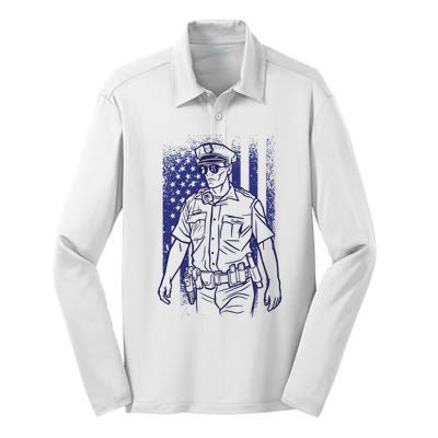 American Police Officer Silk Touch Performance Long Sleeve Polo