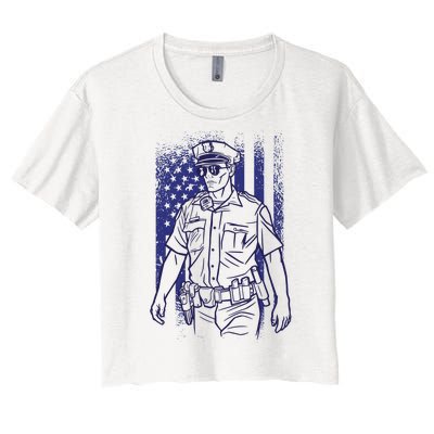 American Police Officer Women's Crop Top Tee