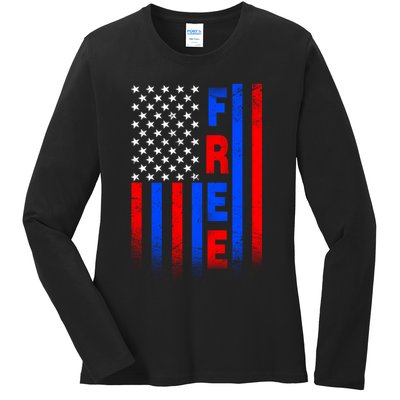 American Pride Freedom Flag Ladies Long Sleeve Shirt