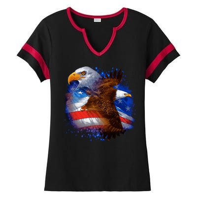 American Pride Soaring Eagle USA Ladies Halftime Notch Neck Tee