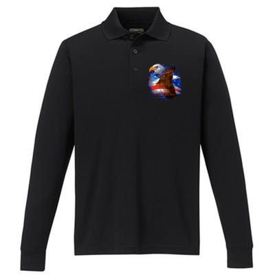 American Pride Soaring Eagle USA Performance Long Sleeve Polo