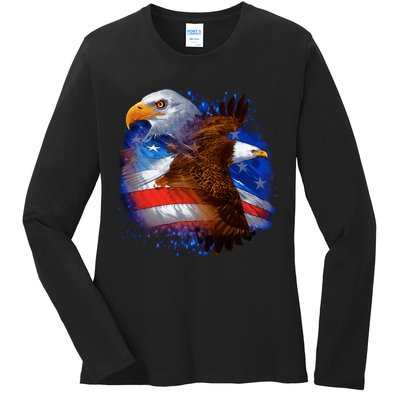 American Pride Soaring Eagle USA Ladies Long Sleeve Shirt