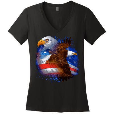 American Pride Soaring Eagle USA Women's V-Neck T-Shirt