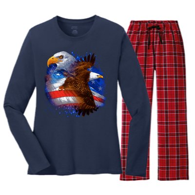 American Pride Soaring Eagle USA Women's Long Sleeve Flannel Pajama Set 