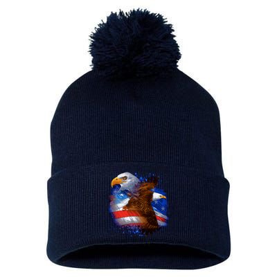 American Pride Soaring Eagle USA Pom Pom 12in Knit Beanie