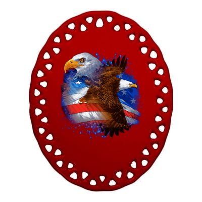 American Pride Soaring Eagle USA Ceramic Oval Ornament