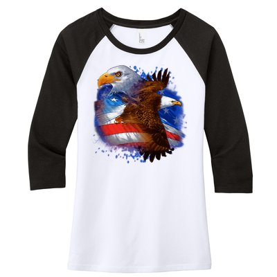 American Pride Soaring Eagle USA Women's Tri-Blend 3/4-Sleeve Raglan Shirt