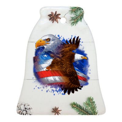 American Pride Soaring Eagle USA Ceramic Bell Ornament