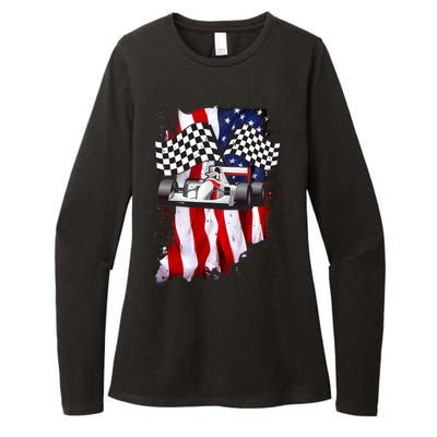 American Racing Car Flag Womens CVC Long Sleeve Shirt