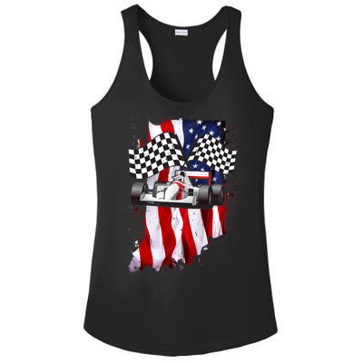 American Racing Car Flag Ladies PosiCharge Competitor Racerback Tank