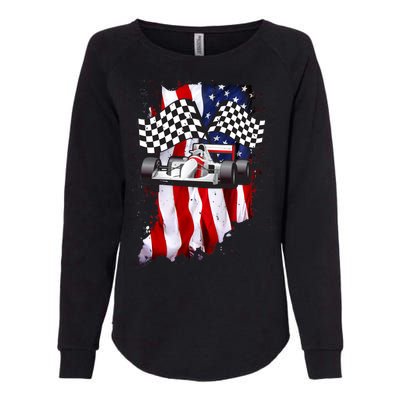 American Racing Car Flag Womens California Wash Sweatshirt