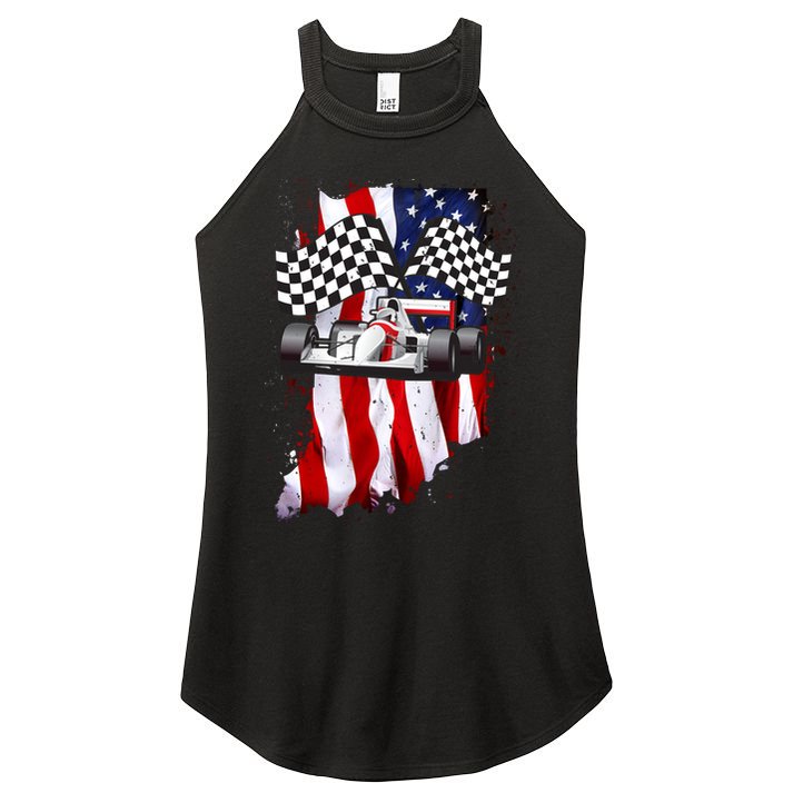 American Racing Car Flag Women's Perfect Tri Rocker Tank